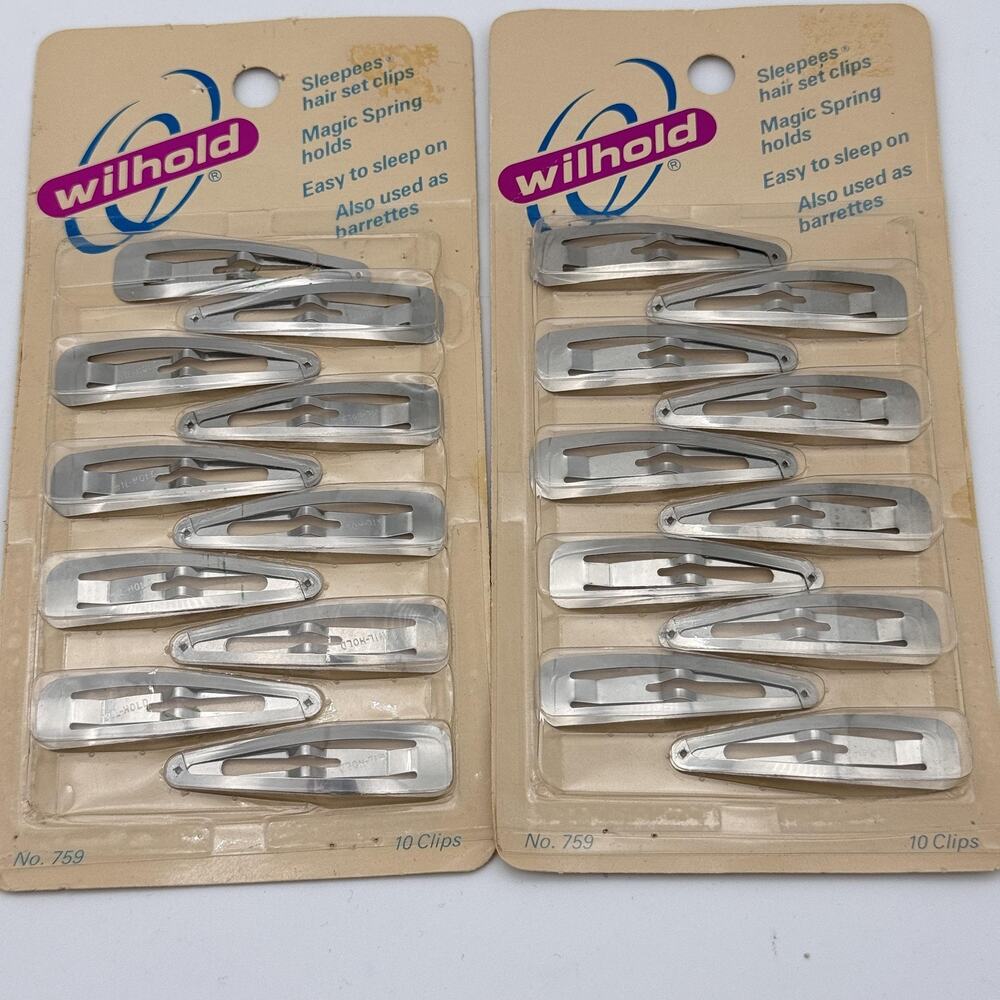 Vintage Wilhold Metal Barrettes Sleepees Hair Clips Lot of 3 Packs 80s NEW - Picture 10 of 11